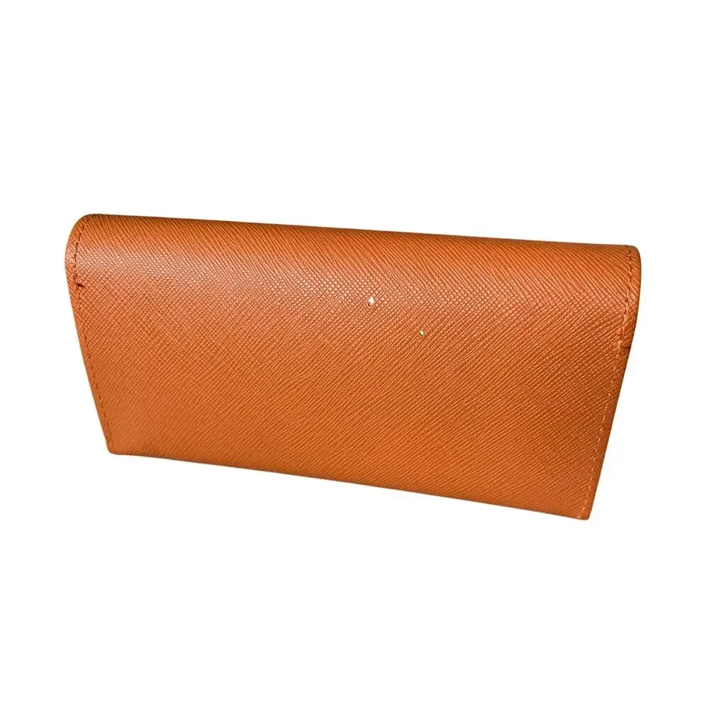 Tory Burch Sunglass Case Orange Saffiano Leather Snap Magnetic Closure